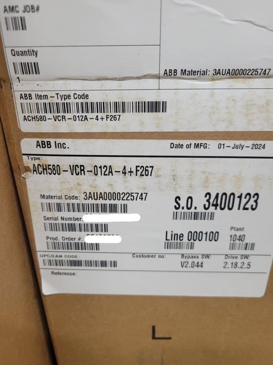 Abb Ach580-Vcr-012A-4 + F267 Adjustable Frequency Ac Drive